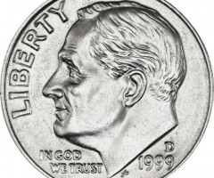 Монета Roosevelt Dime, 1 дайм 1999, США, США