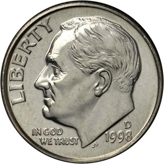 Монета Roosevelt Dime, 1 дайм 1998, США, США