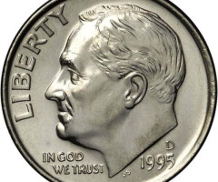 Монета Roosevelt Dime, 1 дайм 1995, США, США