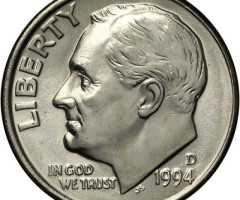 Монета Roosevelt Dime, 1 дайм 1994, США, США
