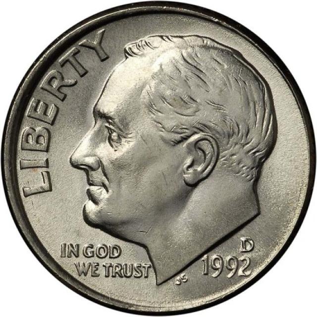 Монета Roosevelt Dime, 1 дайм 1992, США, США