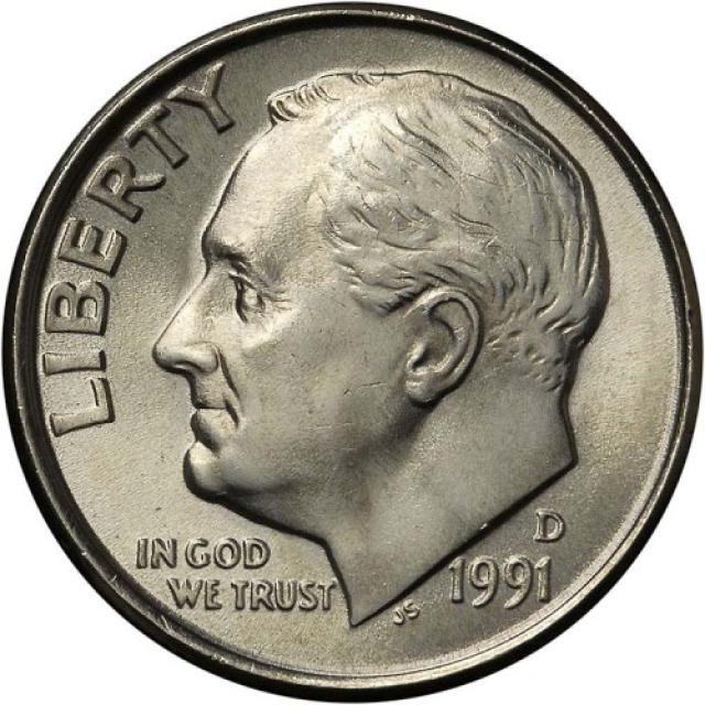 Монета Roosevelt Dime, 1 дайм 1991, США, США
