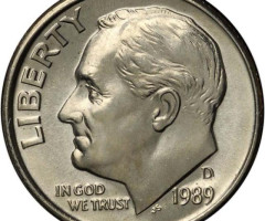 Монета Roosevelt Dime, 1 дайм 1989, США, США