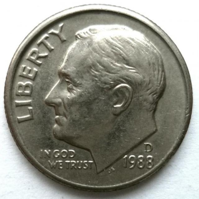 Монета Roosevelt Dime, 1 дайм 1988, США, США