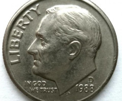 Монета Roosevelt Dime, 1 дайм 1988, США, США