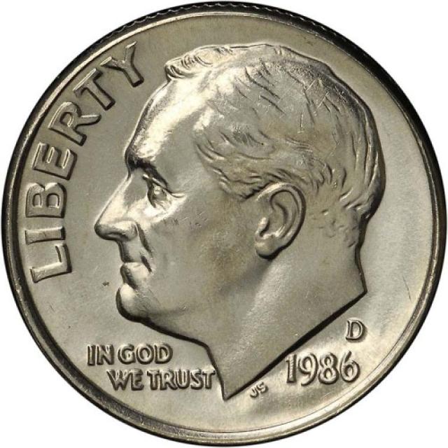 Монета Roosevelt Dime, 1 дайм 1986, США, США