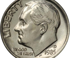 Монета Roosevelt Dime, 1 дайм 1985, США, США