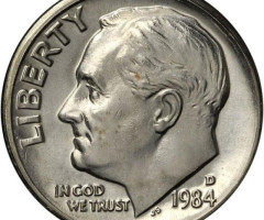 Монета Roosevelt Dime, 1 дайм 1984, США, США