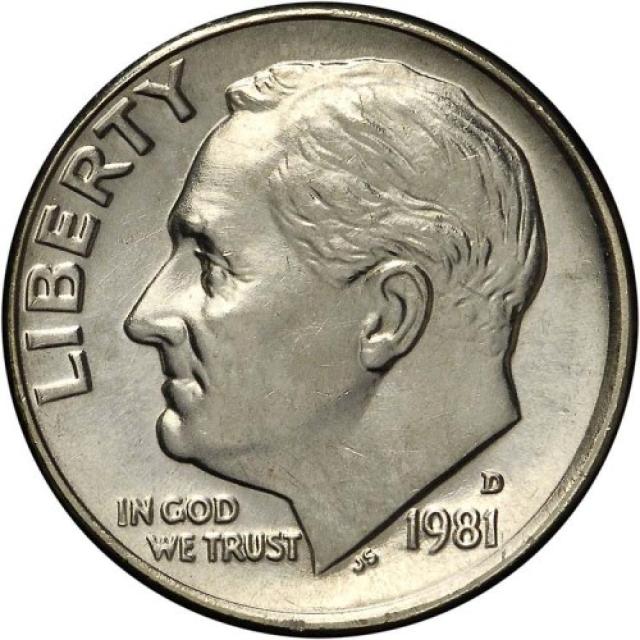 Монета Roosevelt Dime, 1 дайм 1981, США, США
