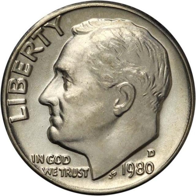 Монета Roosevelt Dime, 1 дайм 1980, США, США