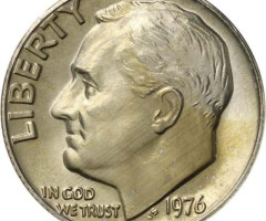 Монета Roosevelt Dime, 1 дайм 1976, США, США