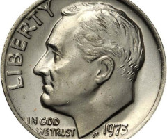 Монета Roosevelt Dime, 1 дайм 1973, США, США