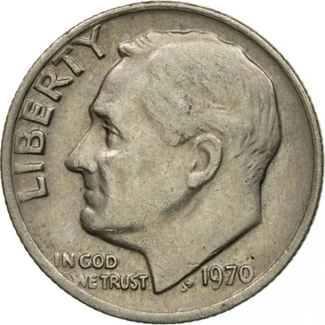 Монета Roosevelt Dime, 1 дайм 1970, США, США