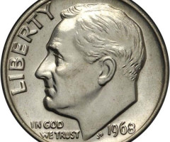 Монета Roosevelt Dime, 1 дайм 1968, США, США