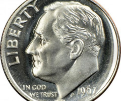 Монета Roosevelt Dime, 1 дайм 1967, США, США