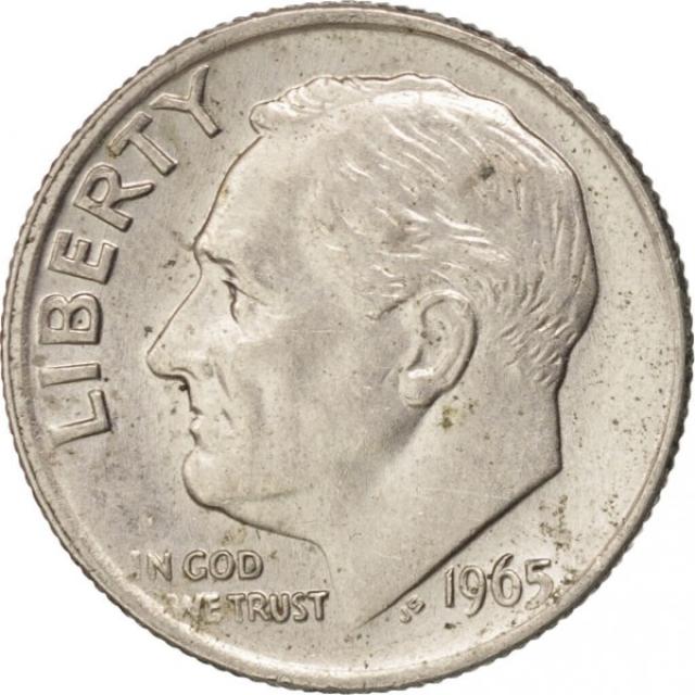 Монета Roosevelt Dime, 1 дайм 1965, США, США