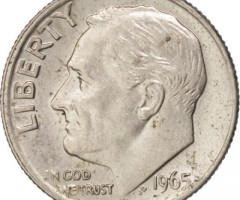Монета Roosevelt Dime, 1 дайм 1965, США, США