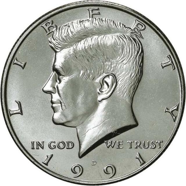 Монета Кеннеді Півдолара, ½ долара 1991, США, США