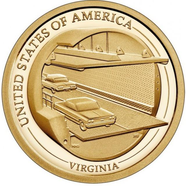 Монета Міст-тунель Чесапікської затоки, 1 долар 2021, США, Американські інновації