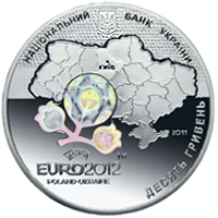 Монета ЄВРО 2012, Київ, 10 гривень 2011, Україна, ЄВРО 2012