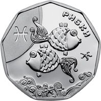 Монета Рибки, 2 гривні 2015, Україна, Дитячий Зодіак
