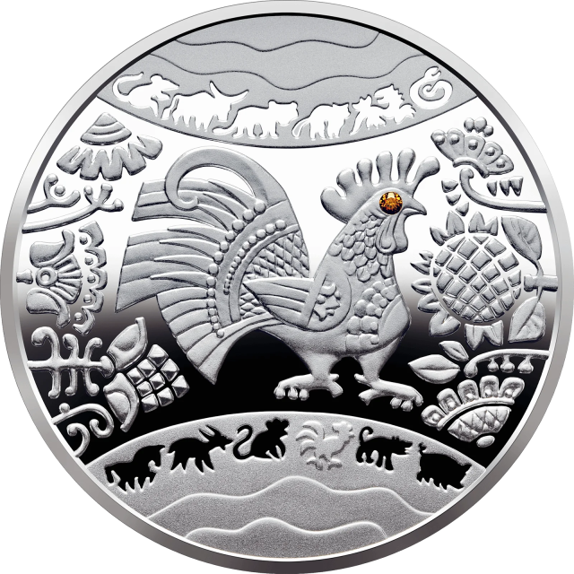 Монета Рік Півня, 5 гривень 2016, Україна, Східний календар