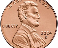 Монета Lincoln Cent, 1 цент 2024, США, США