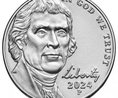 Монета Jefferson Nickel, 5 центів 2024, США, США