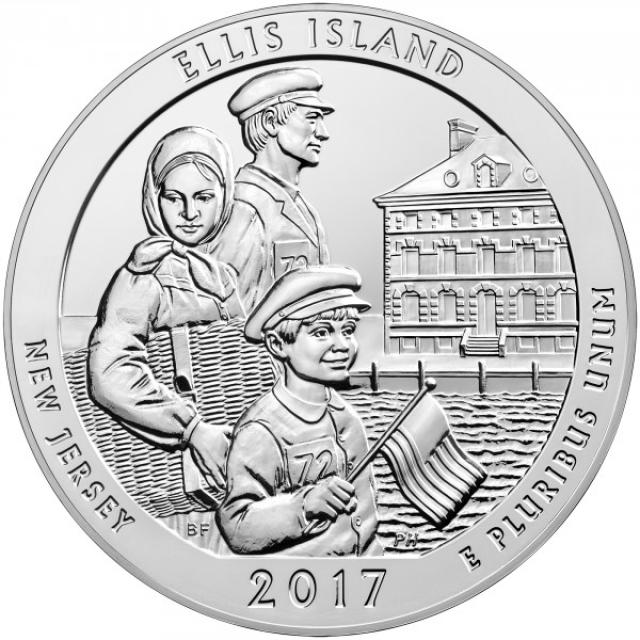 Монета Національний монумент острова Елліс, ¼ долара 2017, США, Прекрасна Америка Квотери