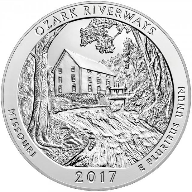 Монета Національні водні шляхи Озарк, ¼ долара 2017, США, Прекрасна Америка Квотери
