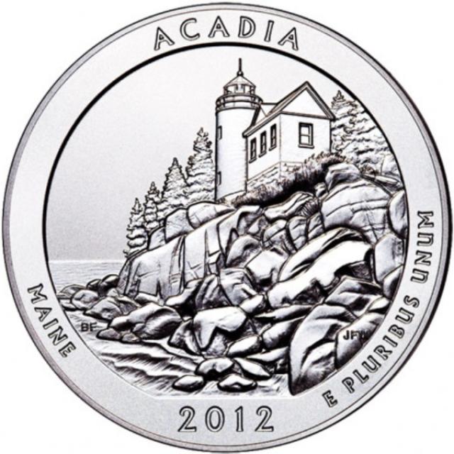 Монета Національний парк Акадія, ¼ долара 2012, США, Прекрасна Америка Квотери