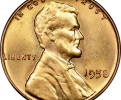 Монета Wheat Penny, Лінкольн, 1 цент 1958, США, США