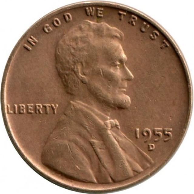 Монета Wheat Penny, Лінкольн, 1 цент 1955, США, США