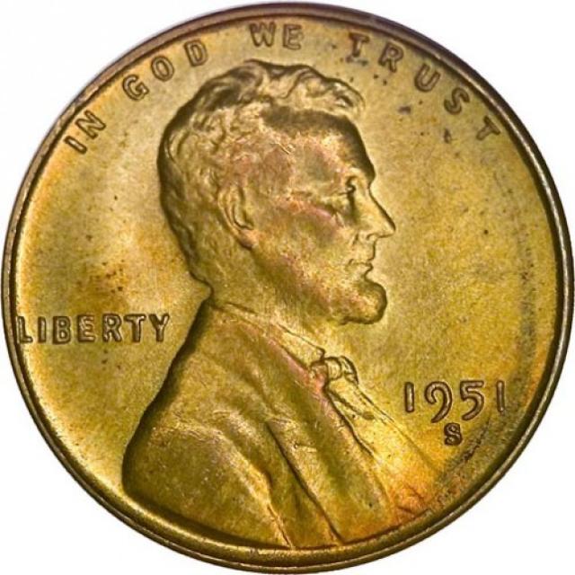 Монета Wheat Penny, Лінкольн, 1 цент 1951, США, США