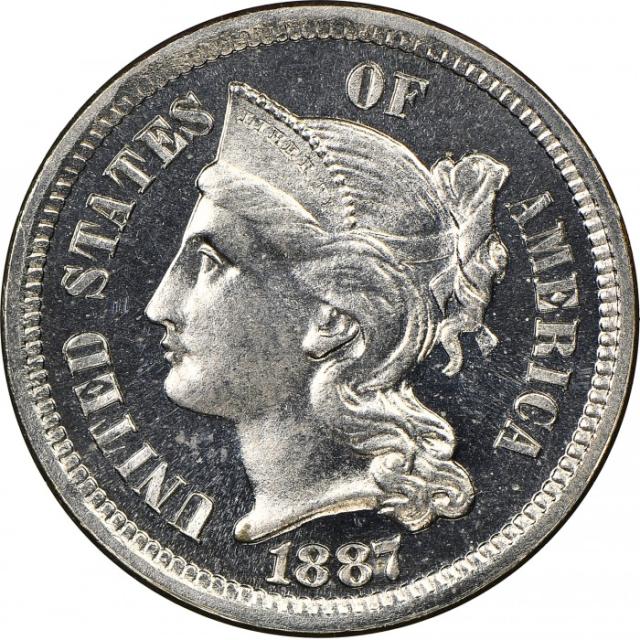 Монета Three Cent Nickel, 3 центи 1887, США, США