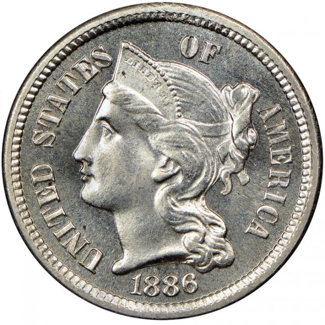 Монета Three Cent Nickel, 3 центи 1886, США, США