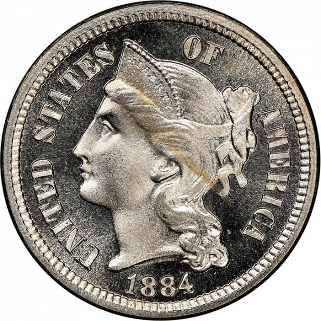 Монета Three Cent Nickel, 3 центи 1884, США, США