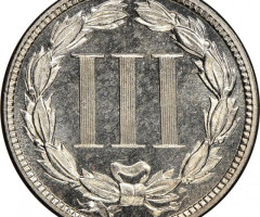 Монета Three Cent Nickel, 3 центи 1884, США, США