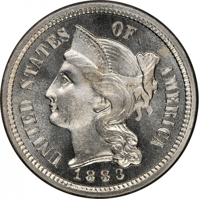 Монета Three Cent Nickel, 3 центи 1883, США, США