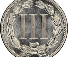 Монета Three Cent Nickel, 3 центи 1883, США, США