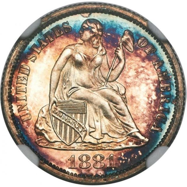 Монета Seated Liberty Dime, 1 дайм 1881, США, США