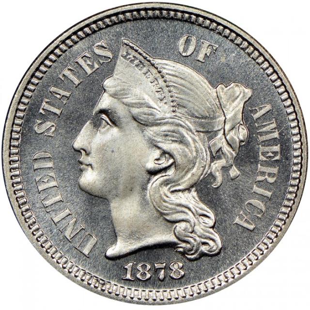Монета Three Cent Nickel, 3 центи 1878, США, США