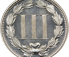 Монета Three Cent Nickel, 3 центи 1878, США, США