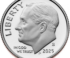 Монета Roosevelt Dime, 1 дайм 2025, США, США