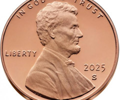 Монета Lincoln Cent, 1 цент 2025, США, США