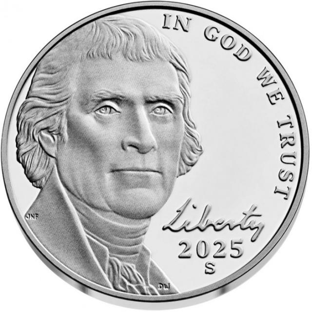 Монета Jefferson Nickel, 5 центів 2025, США, США