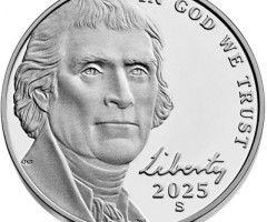 Монета Jefferson Nickel, 5 центів 2025, США, США