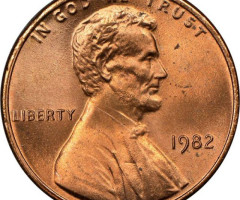 Монета Lincoln Cent, 1 цент 1982, США, США