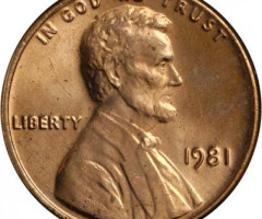 Монета Lincoln Cent, 1 цент 1981, США, США