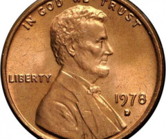 Монета Lincoln Cent, 1 цент 1978, США, США